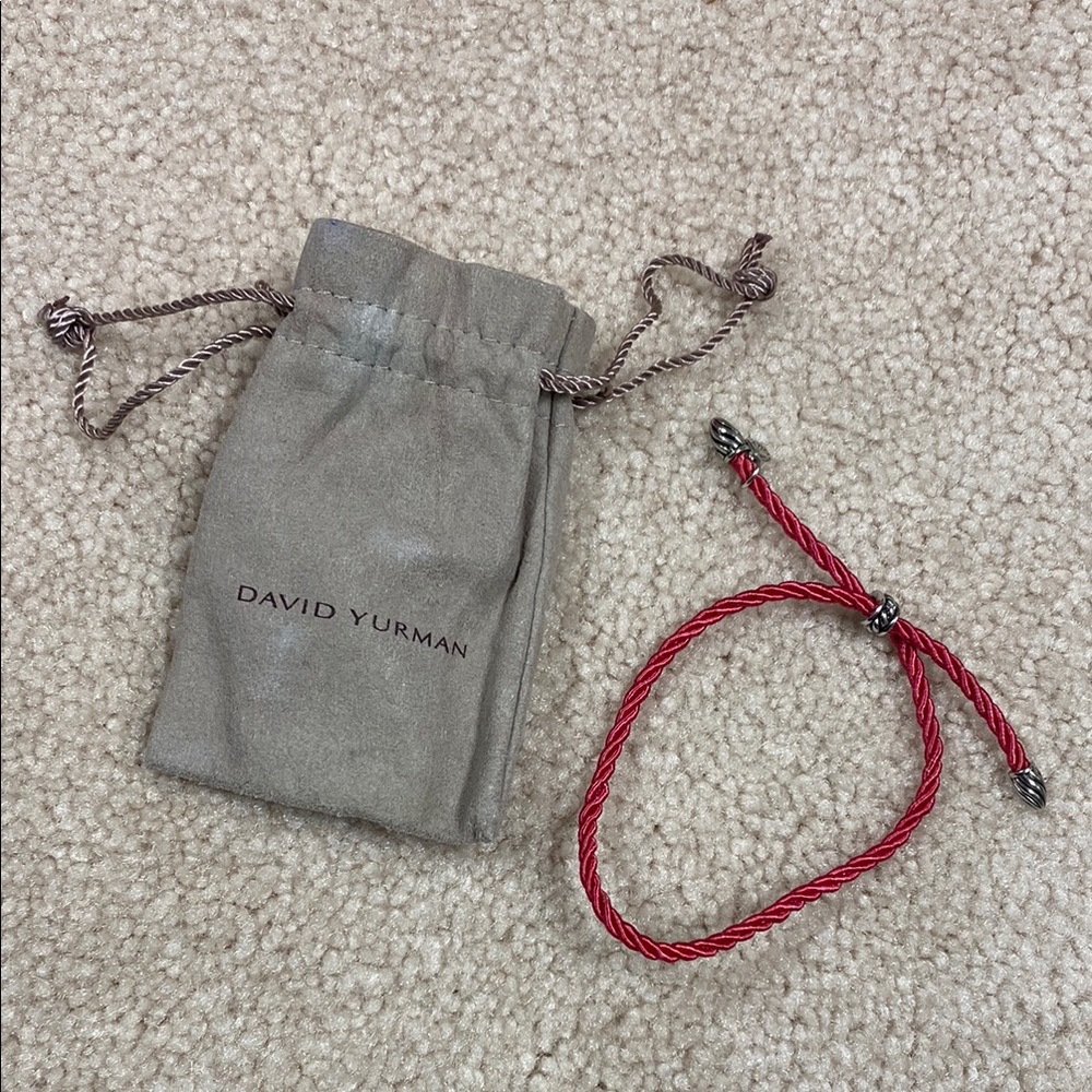 Brand New David Yurman Red Rope Cable Bracelet with silver hardware